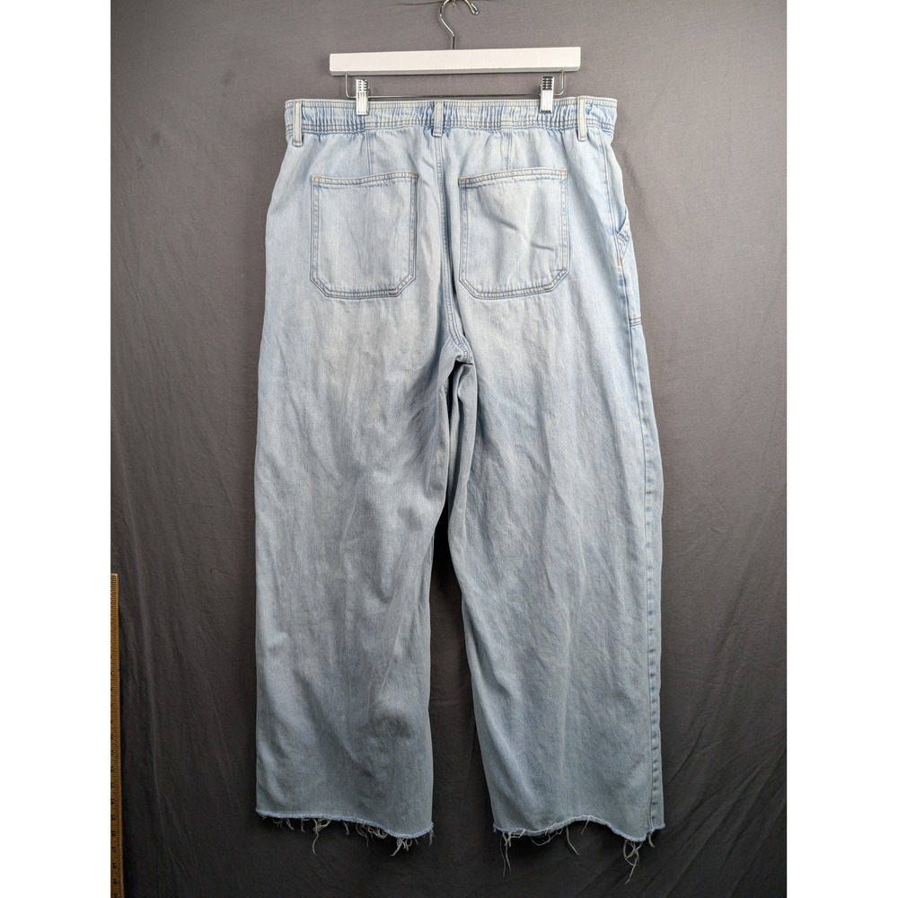 Lucky Brand Womens Wide Leg Crop Drawstring Jeans Light Wash Raw Hem XL - Picture 2 of 9